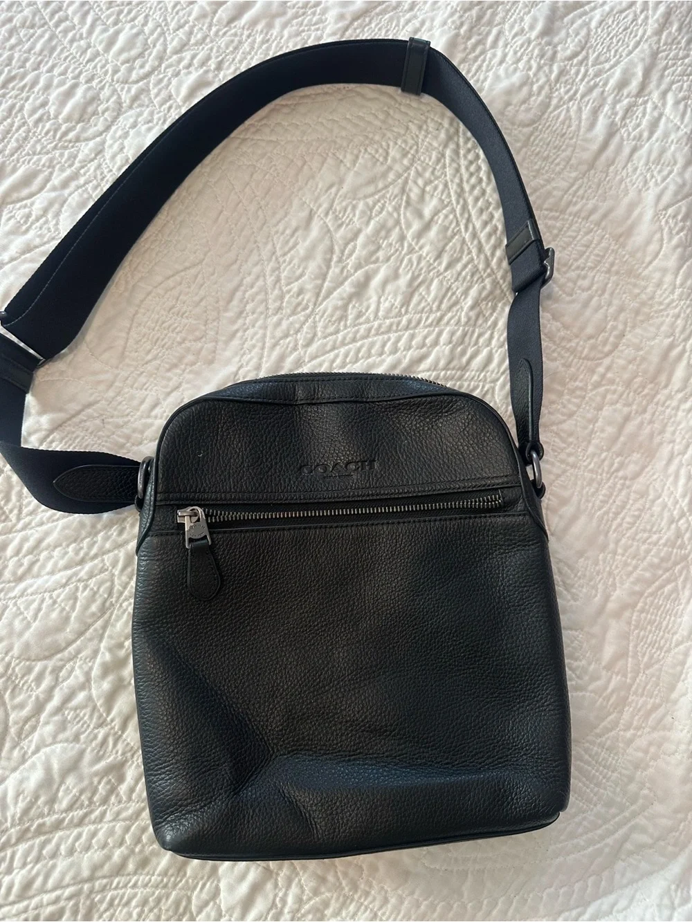Coach Houston Flight Bag black pebbled leather 4011